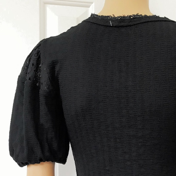 NWT free people bubble sleeve lace black top S - Picture 7 of 8